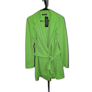 Boohoo Lime Green Belted Blazer – Size US 4 (UK 8, EUR 36)